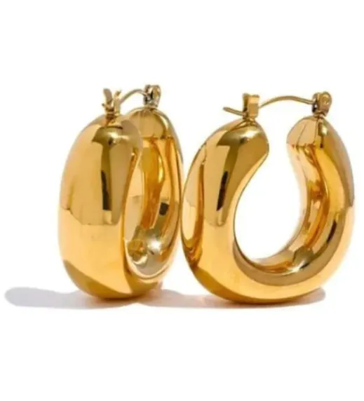 Wide Gold Hoop Earrings